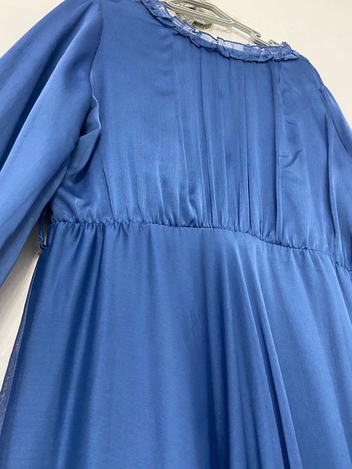 Mavi Parlak Uzun Bohem Kadın Elbise - Görsel 2