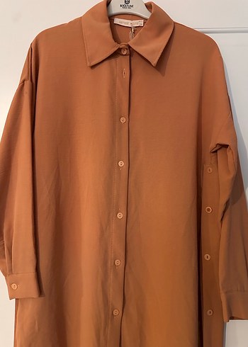 Düğmeli Uzun Kollu Bej Tunik - Görsel 2