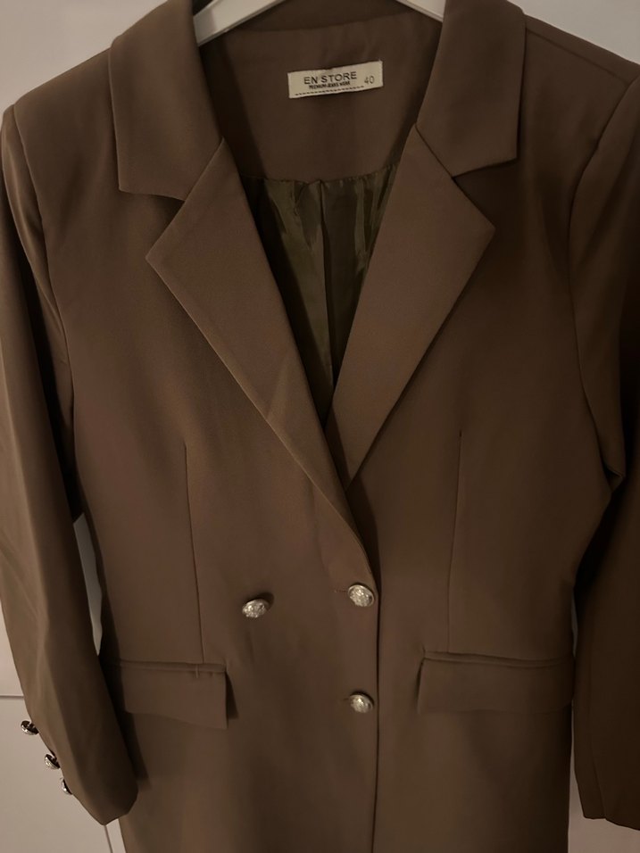 Düğmeli Kahverengi Kadın Blazer Ceket - Görsel 2