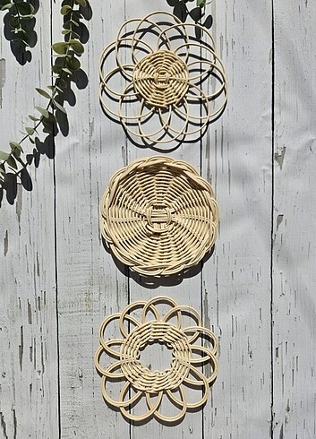 3'lü Rattan Duvar Dekoru 