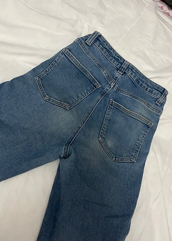 Kadın Mavi Rahat Kesim Midi Kot Pantolon - Görsel 3