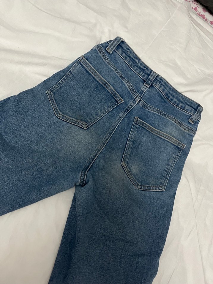 Kadın Mavi Rahat Kesim Midi Kot Pantolon - Görsel 3