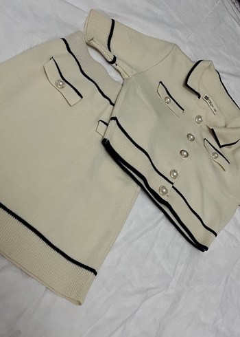 Düğmeli Beyaz Mini Etek - Görsel 2