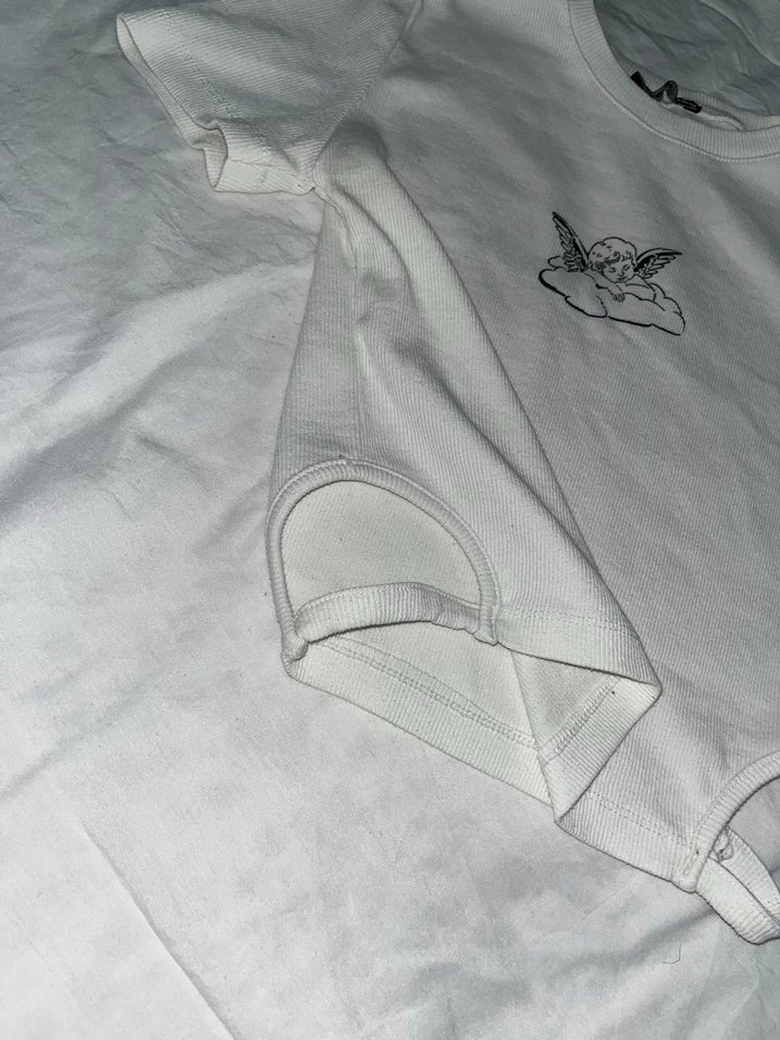 Melek gri Baskılı Kısa Kollu Body - Görsel 2