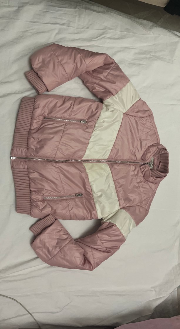 Pembe Yüksek Yakalı Kadın Mont - Görsel 2