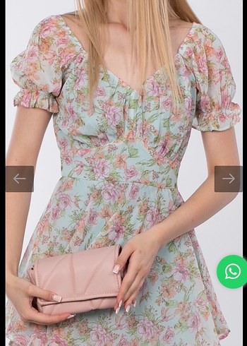 Çiçek Desenli V Yakalı Midi Elbise - Görsel 2