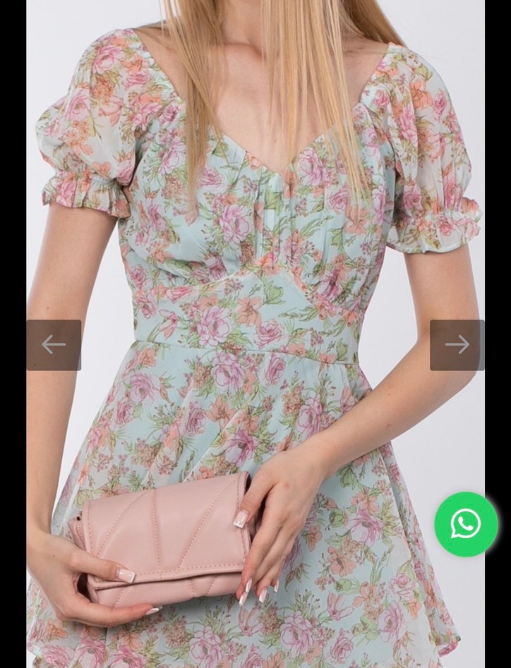 Çiçek Desenli V Yakalı Midi Elbise - Görsel 2