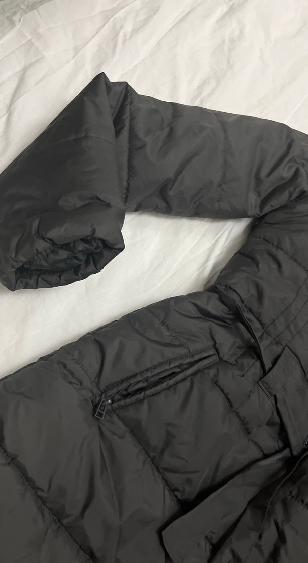 Kemerli Siyah Kadın Uzun Kışlık Mont - Görsel 3