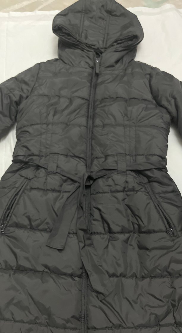 Kemerli Siyah Kadın Uzun Kışlık Mont - Görsel 5