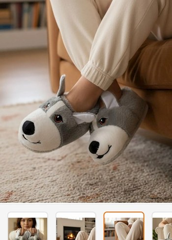 UNİSEX Gri Peluş Sıcak Ev botu - Görsel 3