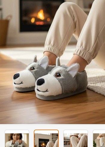 UNİSEX Gri Peluş Sıcak Ev botu - Görsel 2