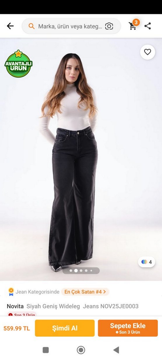 Novita Siyah Geniş wideleg Jeans - Görsel 2