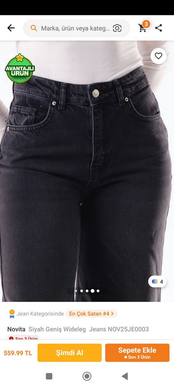 Novita Siyah Geniş wideleg Jeans - Görsel 5