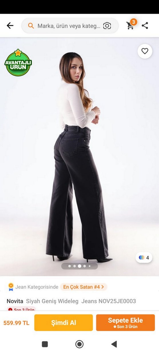 Novita Siyah Geniş wideleg Jeans - Görsel 3