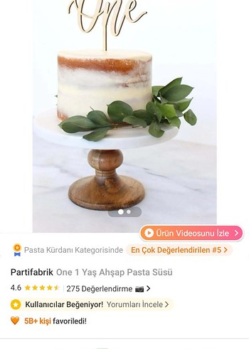 Diğer One yazılı doğum günü pasta süsü