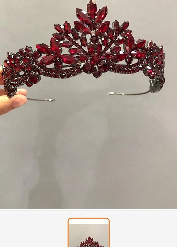 Bordo Parlak Taşlı Kadın Saç Tacı