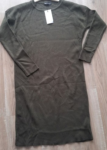 Bershka Hâki Uzun Kollu Örme Kadın Elbise, kazak