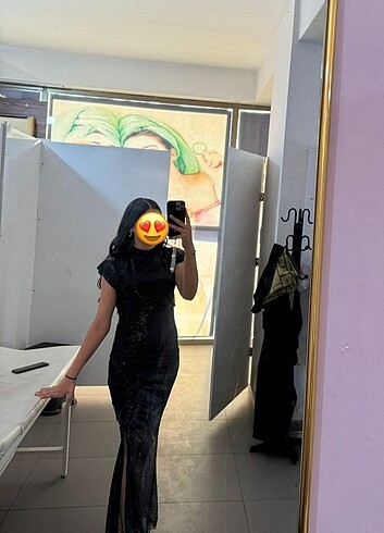 m Beden Siyah uzun abiye