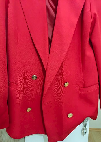 Diğer Kırmızı Düğmeli Kadın Blazer Ceket