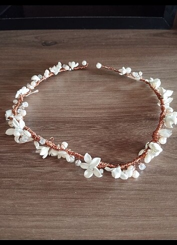 GünAy Bridal Porselen Çiçekli Gelin Tacı