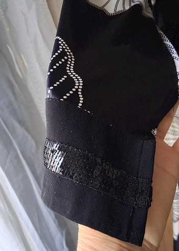 Bohem Siyah Beyaz Uzun Gece Elbisesi - Görsel 5