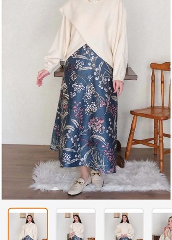 Çiçek Desenli Uzun etek - Görsel 3