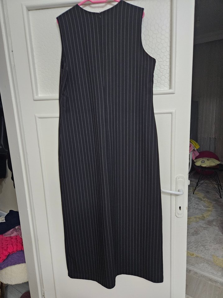 Gri Çizgili Midi Hamile Ceket - Görsel 2