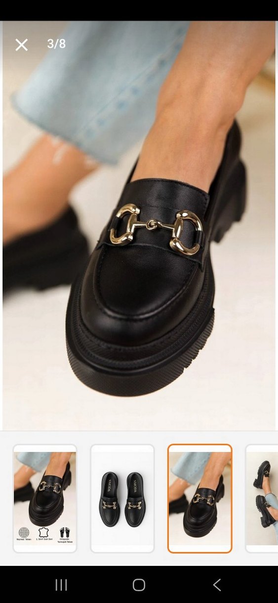 Zincir Detaylı Siyah Kadın Loafer - Görsel 3