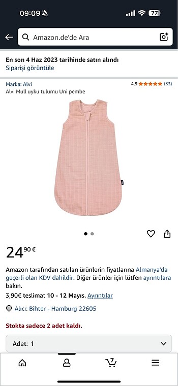 Bebek yazlık müslin uyku tulumu