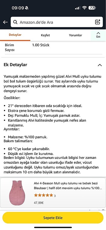 Bebek yazlık müslin uyku tulumu - Görsel 6