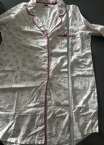 V Yaka Desenli Uzun Kollu Gecelik - Görsel 6