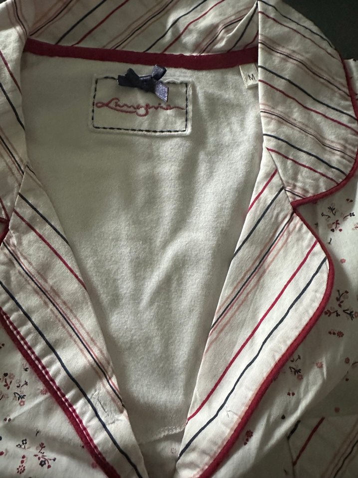 V Yaka Desenli Uzun Kollu Gecelik - Görsel 2