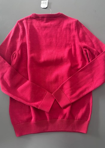 Kız Çocuk Bordo Baskılı Triko Kazak - Görsel 2