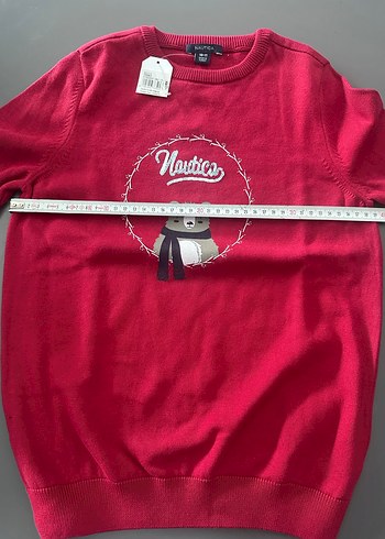 Kız Çocuk Bordo Baskılı Triko Kazak - Görsel 3