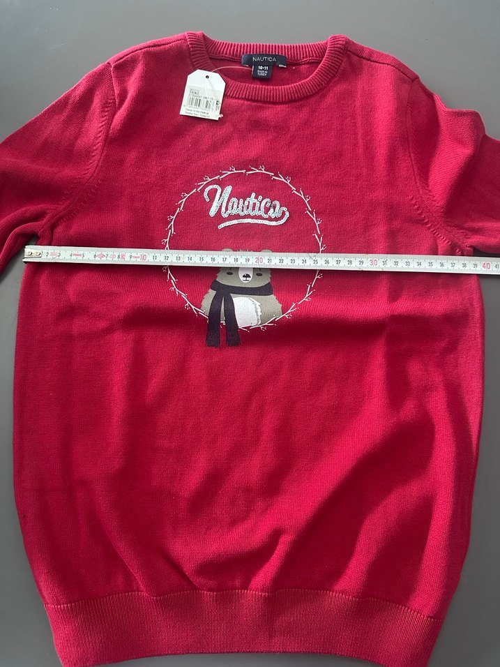 Kız Çocuk Bordo Baskılı Triko Kazak - Görsel 3