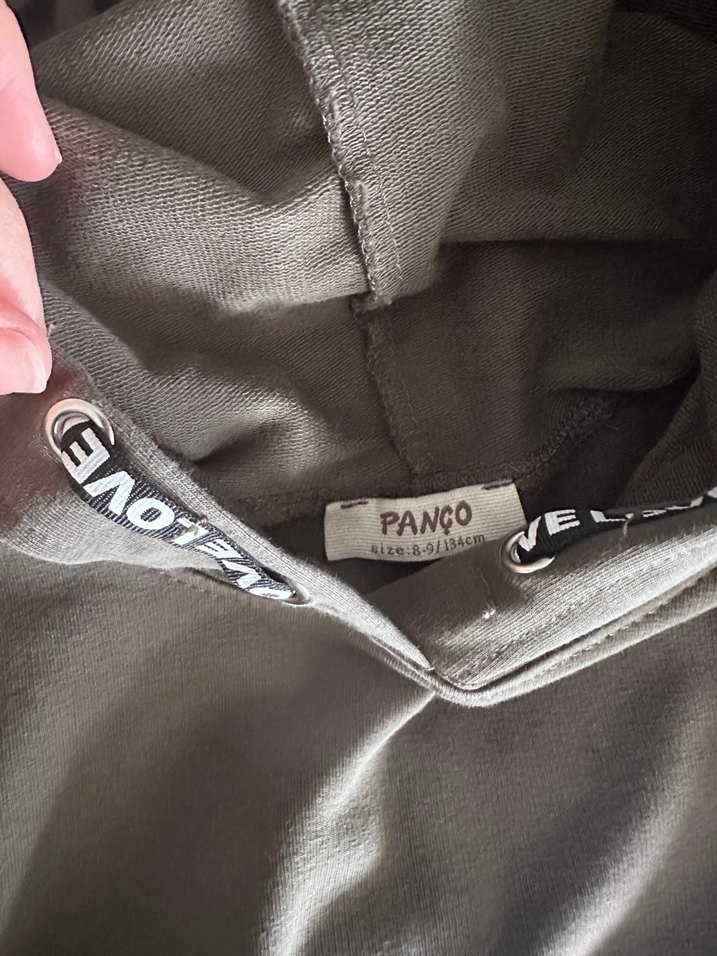 Kız Çocuk Gri Kahverengi Uzun Kollu Tül Detaylı Sweatshirt - Görsel 5