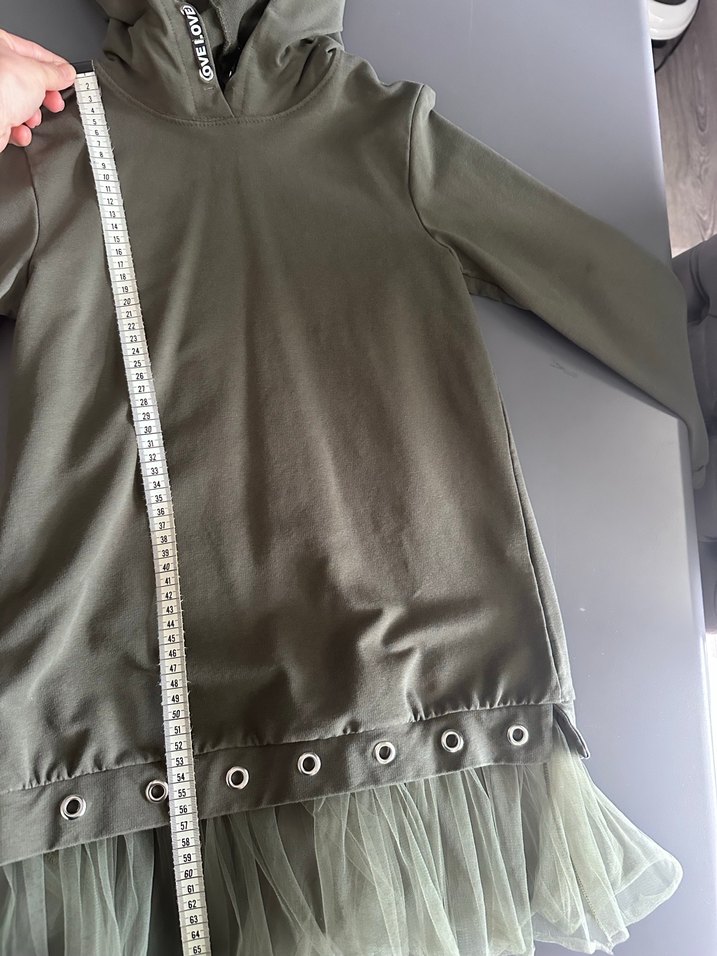 Kız Çocuk Gri Kahverengi Uzun Kollu Tül Detaylı Sweatshirt - Görsel 4