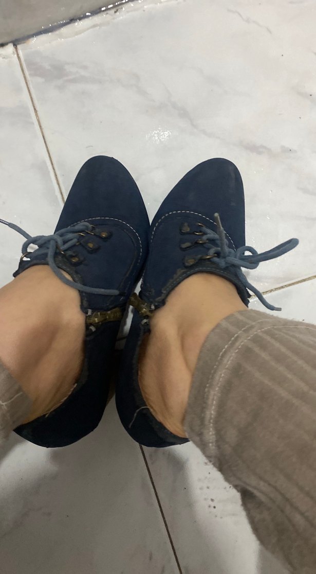 Kadın Kot Wedge Topuklu Bağcıklı Oxford Ayakkabı - Görsel 2