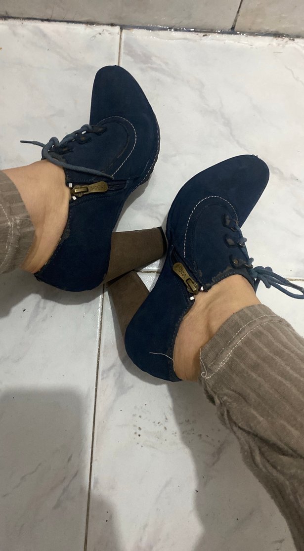 Kadın Kot Wedge Topuklu Bağcıklı Oxford Ayakkabı - Görsel 3