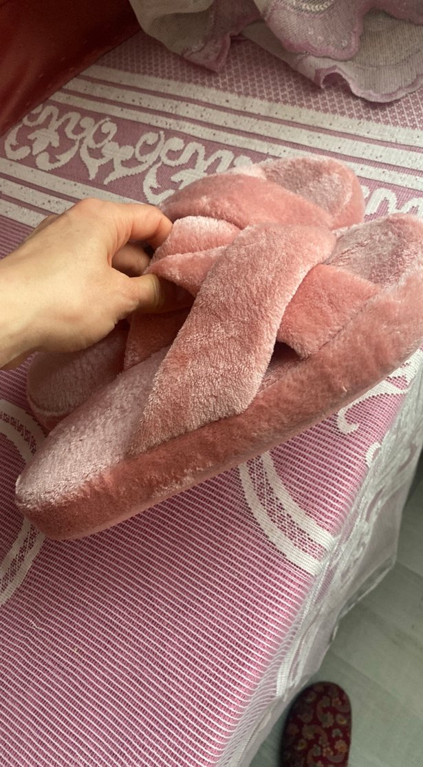 Pembe Peluş Dolgulu Topuklu Kadın Terlik - Görsel 2