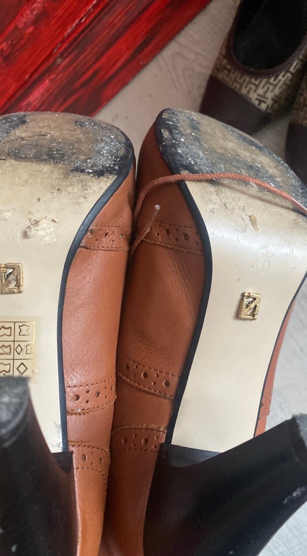 Deri Bej Bağcıklı Dolgu Topuk Kadın Ayakkabı - Görsel 4