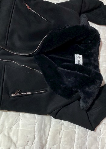 Kadın Siyah Deri Midi Mont - Görsel 5