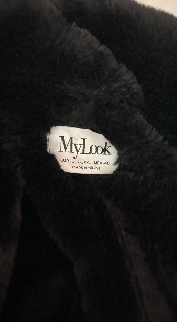 Kadın Siyah Deri Midi Mont - Görsel 2