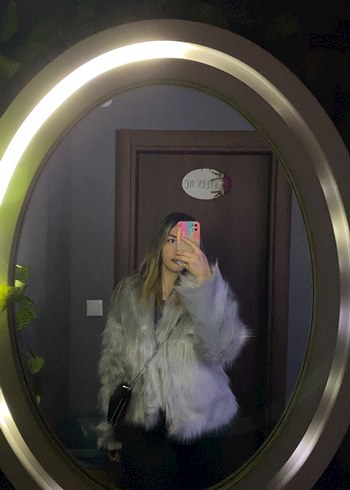 Gri Kadın Suni Kürk Midi Ceket - Görsel 4