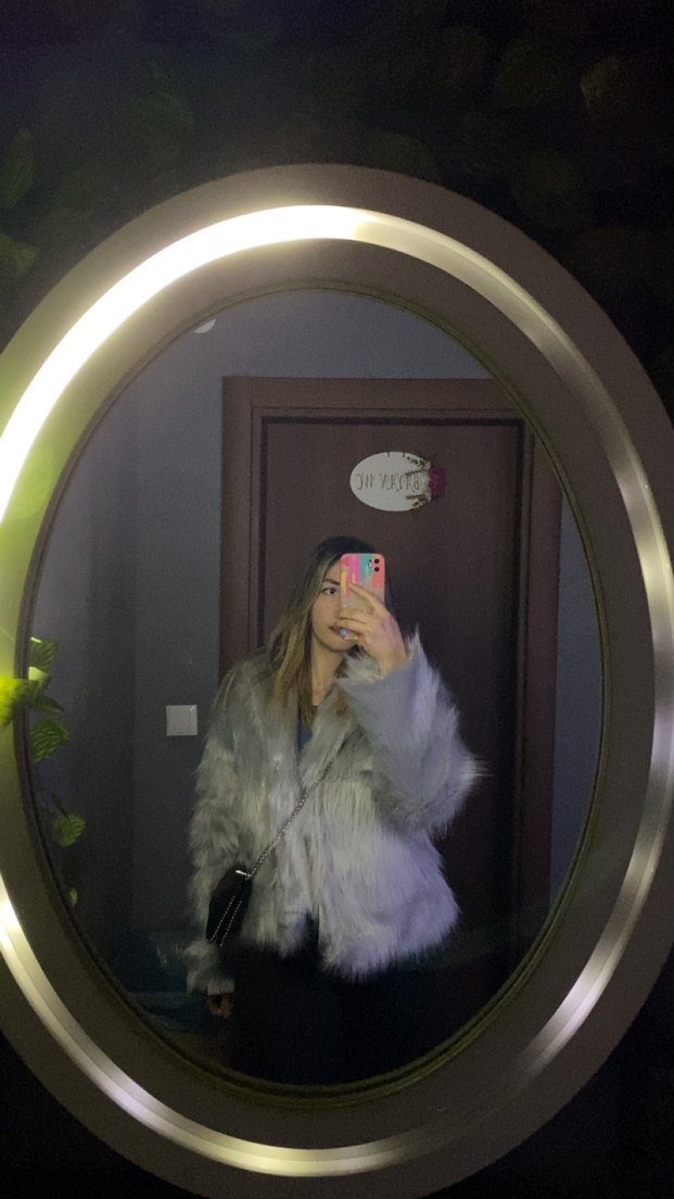 Gri Kadın Suni Kürk Midi Ceket - Görsel 4