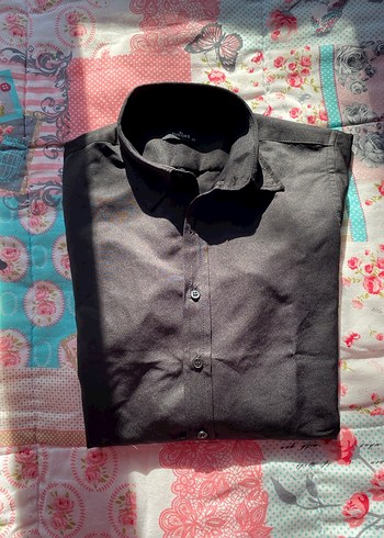 Erkek Siyah Düğmeli Uzun Kollu Gömlek - Görsel 2