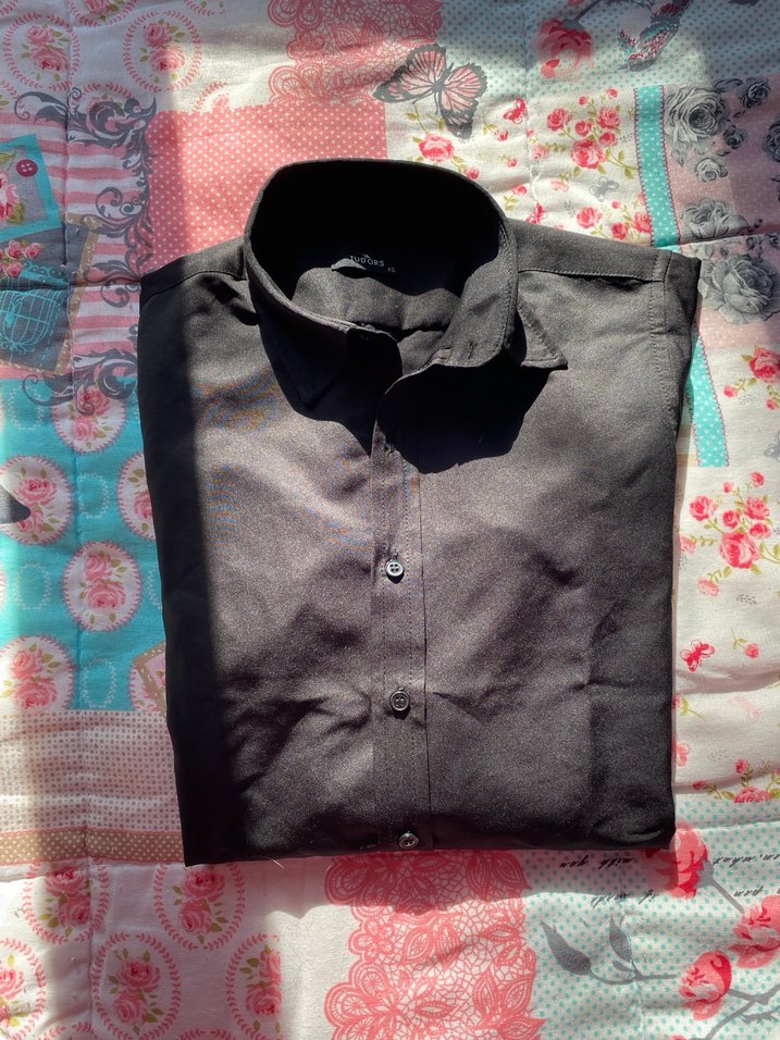 Erkek Siyah Düğmeli Uzun Kollu Gömlek - Görsel 2