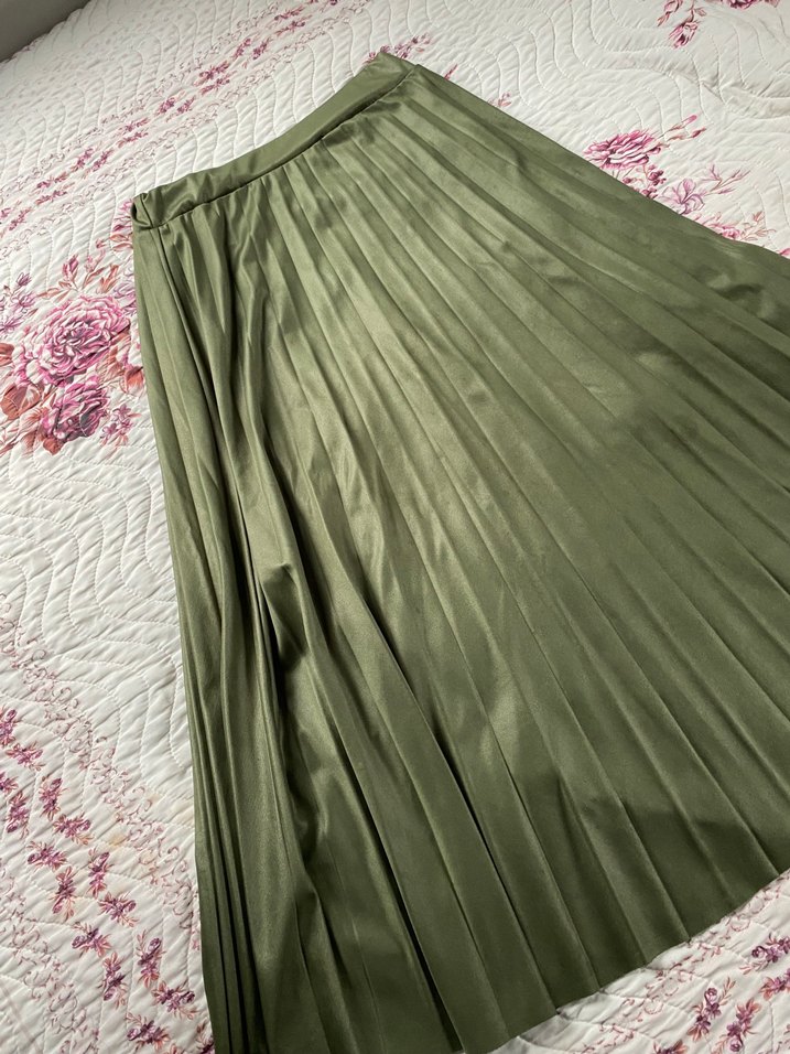 Uzun Piliseli Yeşil Bohem Etek - Görsel 4