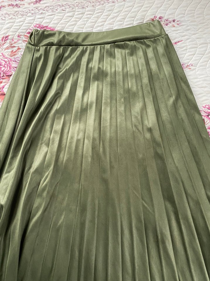 Uzun Piliseli Yeşil Bohem Etek - Görsel 3