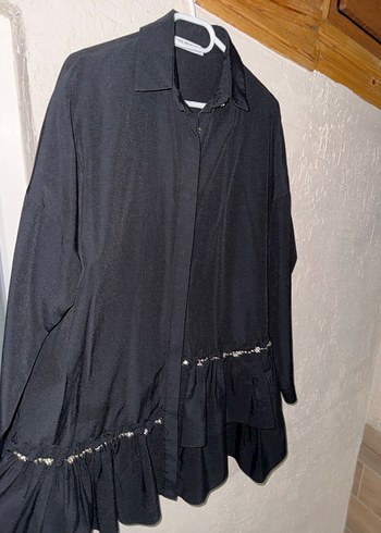 Uzun Kollu Siyah gömlek Fırfırlı - Görsel 5